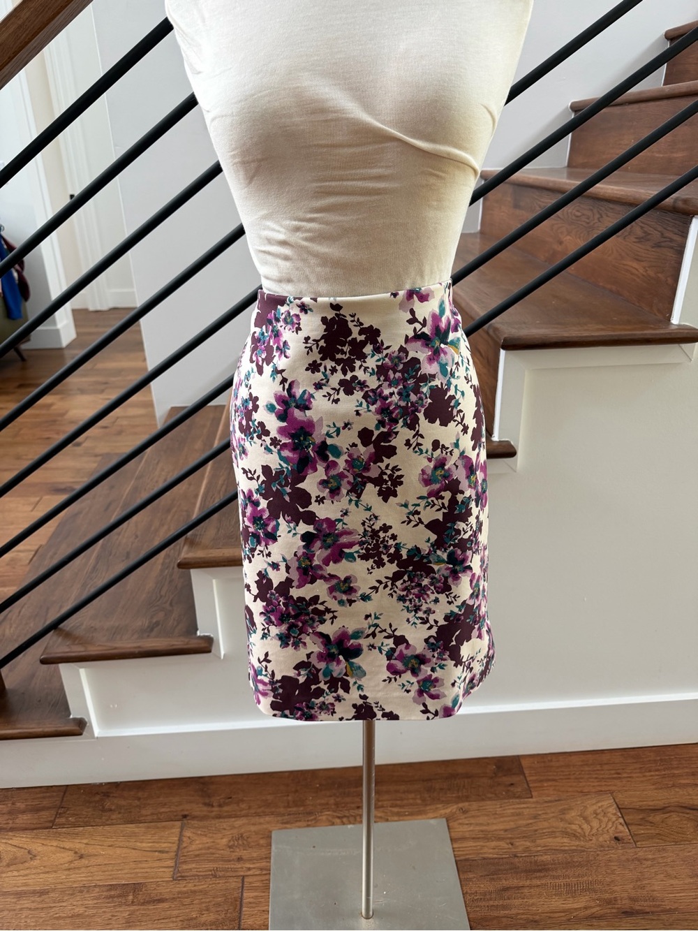 Ann Taylor Factory Pencil Skirt in Cream and Purple